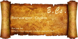 Bervanger Csaba névjegykártya